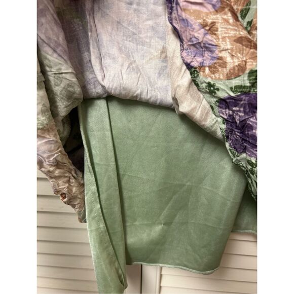 Manila Grace Purple Green Multicolor Sleeveless Assymetrical Blouse, Sz Medium + - Picture 7 of 9